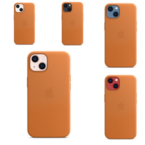 Чохол Leather Case with MagSafe для iPhone 13 Golden brown
